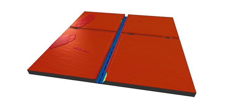 Topography cutting dices on a wafer