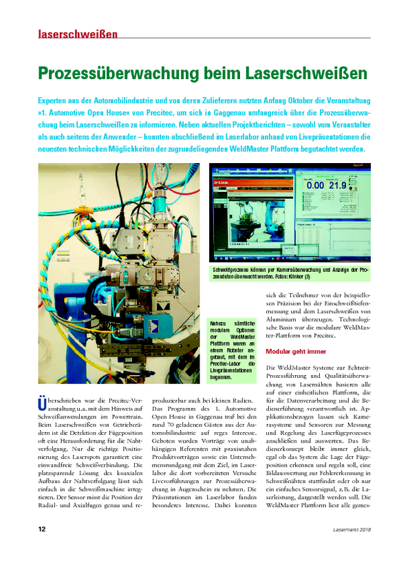 Process monitoring Laser Welding