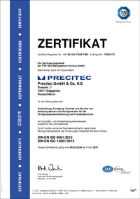 Zertifikat ISO 9001 Precitec GmbH & Co. KG