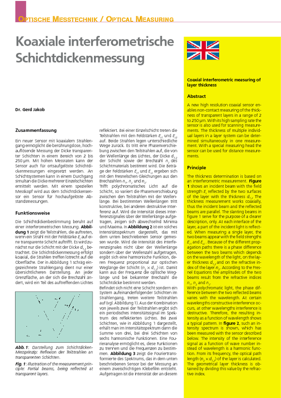 The principle of coaxial interferometric coating thickness measurement 