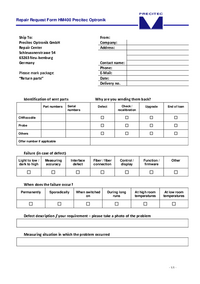 Online Repair Form HM400