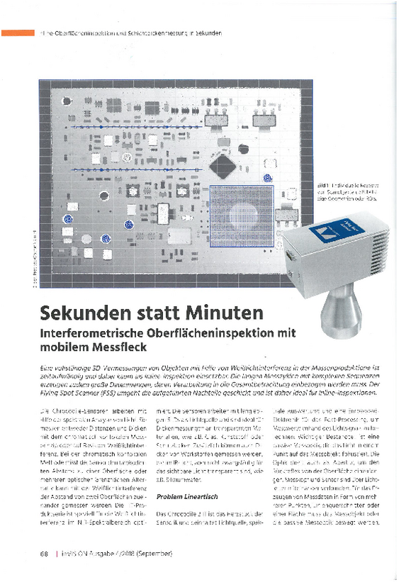 Artikel Inline Inspektion mit dem Flying Spot Scanner