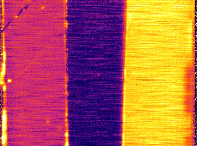Schichtdicken-Farbkarte von einem Flächenscann des Enovasense Field Sensors HR